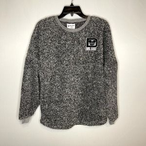 Disney World Sherpa Crewneck Pullover Sweatshirt | Oversized | Dark Gray Size XS